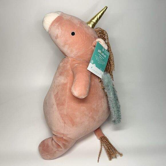 Pillowfort Unicorn 3 Lb Weighted Plush Stuffed Throw Pillow Pegasus Pink 20” NWT - Picture 2 of 12